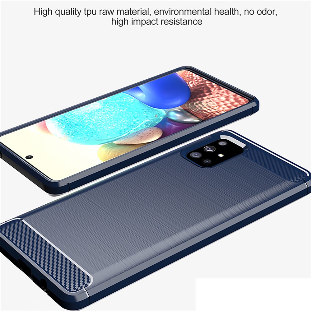 Heat Dissipation TPU Case Shock-Absorbed Fall-Resistant Carbon Fiber Texture Brushed Surface Phone Cover for Samsung Galaxy A71 5G SM-A716 - Black-3