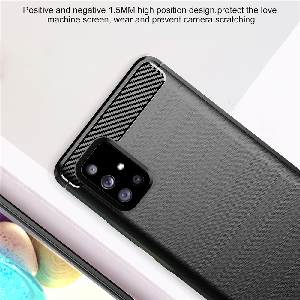 Heat Dissipation TPU Case Shock-Absorbed Fall-Resistant Carbon Fiber Texture Brushed Surface Phone Cover for Samsung Galaxy A71 5G SM-A716 - Black-4