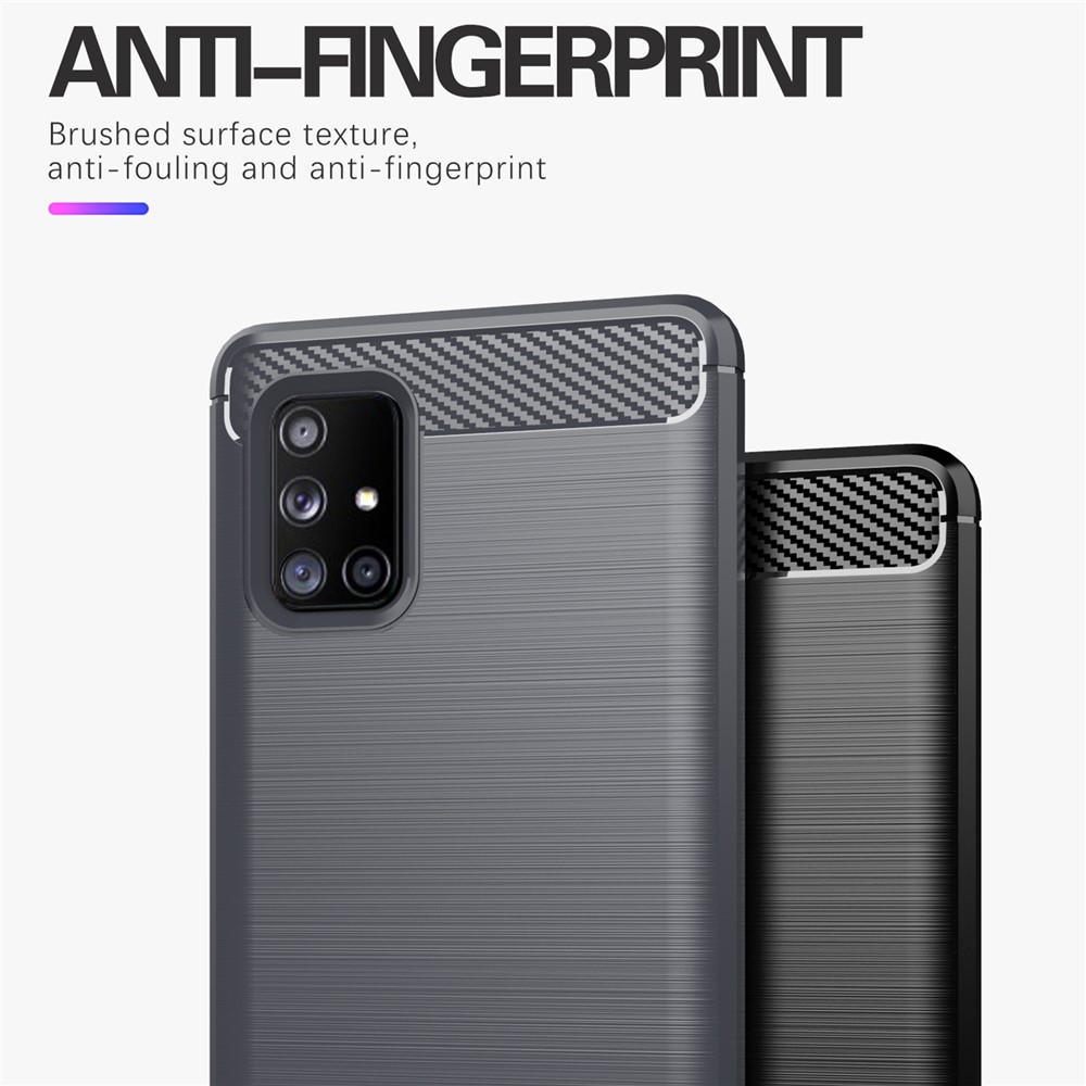 Heat Dissipation TPU Case Shock-Absorbed Fall-Resistant Carbon Fiber Texture Brushed Surface Phone Cover for Samsung Galaxy A71 5G SM-A716 - Black-5
