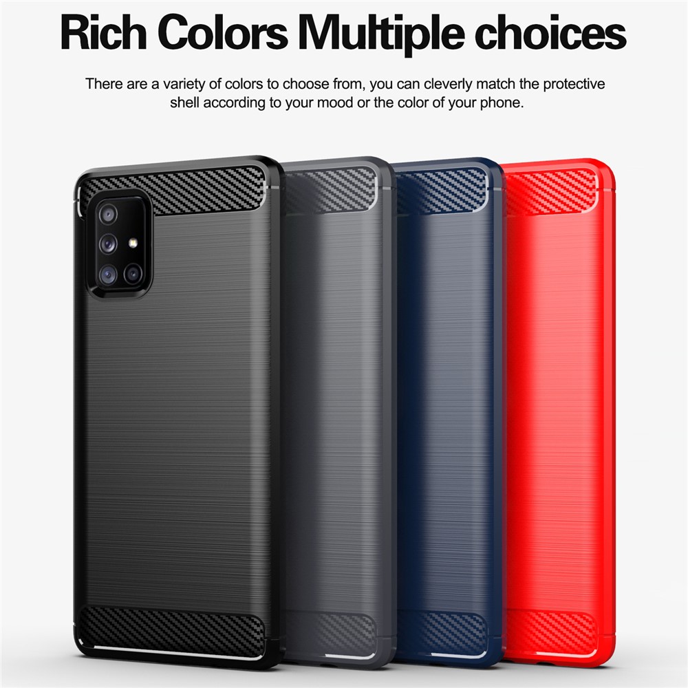 Heat Dissipation TPU Case Shock-Absorbed Fall-Resistant Carbon Fiber Texture Brushed Surface Phone Cover for Samsung Galaxy A71 5G SM-A716 - Black-8