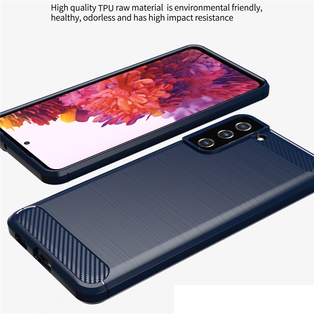 Ultra Thin Soft TPU Case Heat Dissipation Carbon Fiber Texture Phone Cover with Brushed Surface for Samsung Galaxy S21+ 5G - Black-3