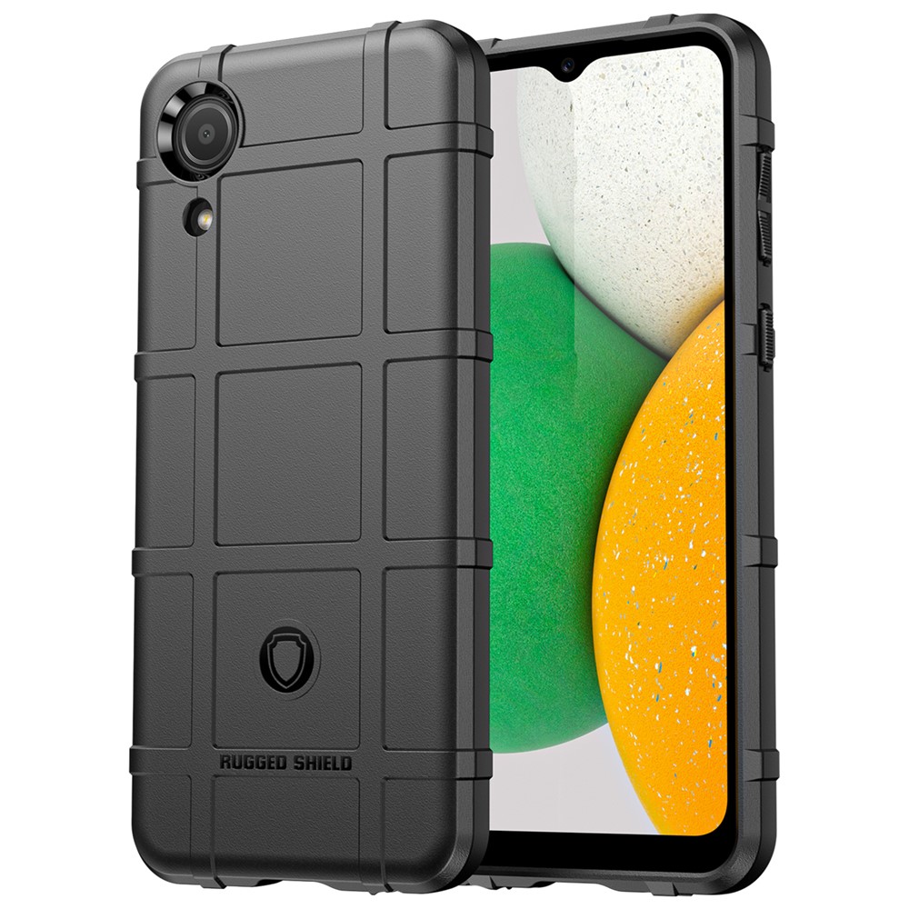 Diseño de Cuadrícula Cuadrada Resistente Estuche de Teléfono Protector Contra la Tpu en Espesas Para la Tpu Para Samsung Galaxy A03 Core - Negro