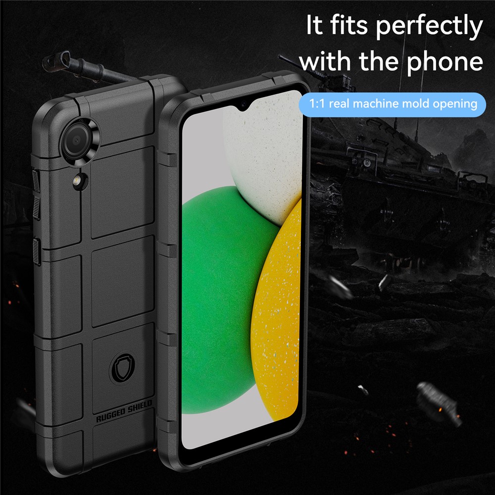 Diseño de Cuadrícula Cuadrada Resistente Estuche de Teléfono Protector Contra la Tpu en Espesas Para la Tpu Para Samsung Galaxy A03 Core - Negro