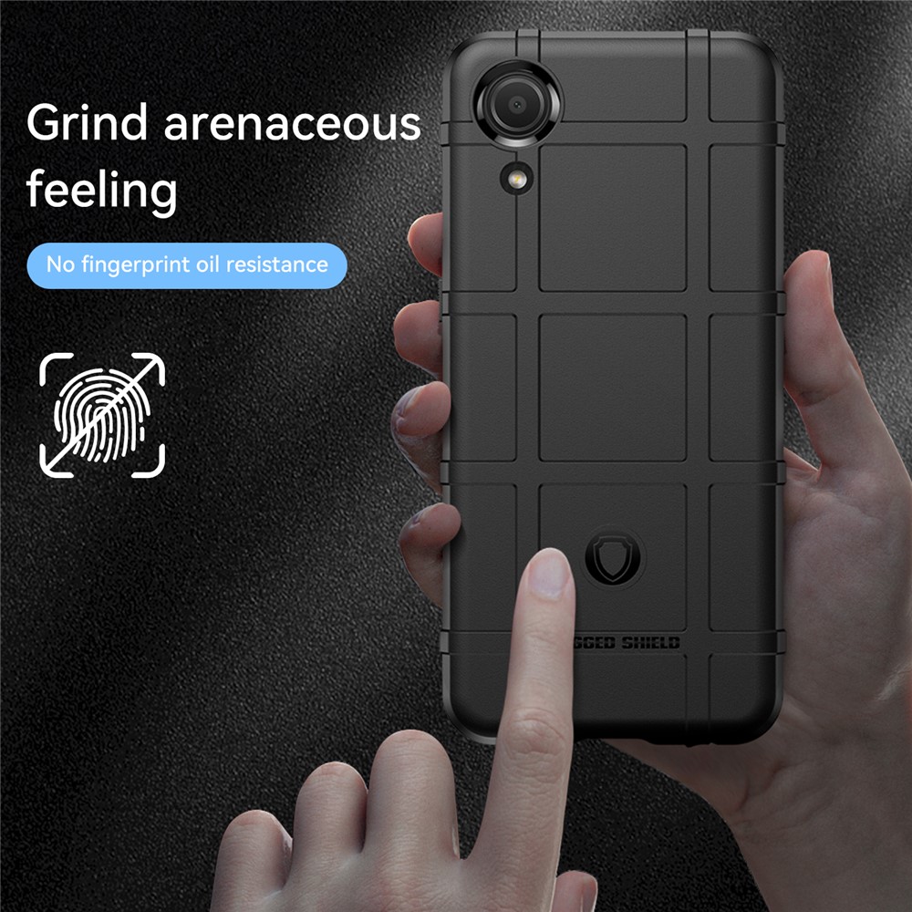 Rugged Square Grid Design Anti-fall-fall-verdickte Tpu-abdeckung Schutzhülle Für Samsung Galaxy A03 Kern - Schwarz