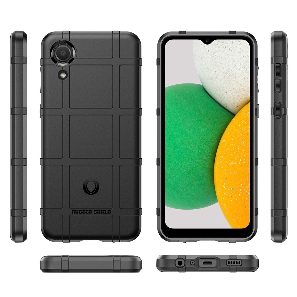 Rugged Square Grid Design Anti-fall-fall-verdickte Tpu-abdeckung Schutzhülle Für Samsung Galaxy A03 Kern - Schwarz