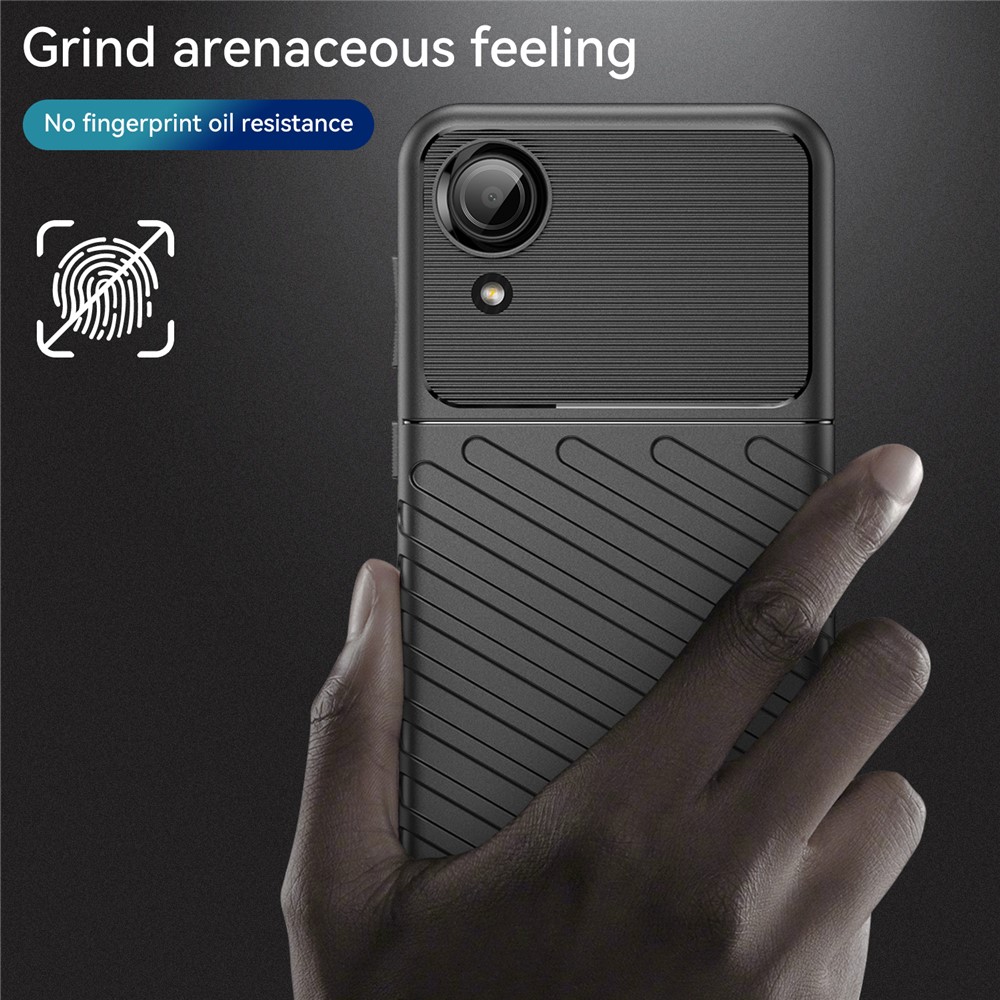 Thunder -serie Twill Textur Verdickte TPU -abdeckungsschockabsorbing Protective Phone Hülle Für Samsung Galaxy A03 Kern - Schwarz