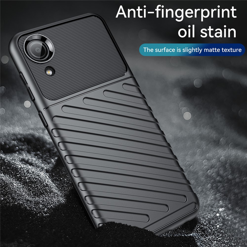 Thunder -serie Twill Textur Verdickte TPU -abdeckungsschockabsorbing Protective Phone Hülle Für Samsung Galaxy A03 Kern - Schwarz