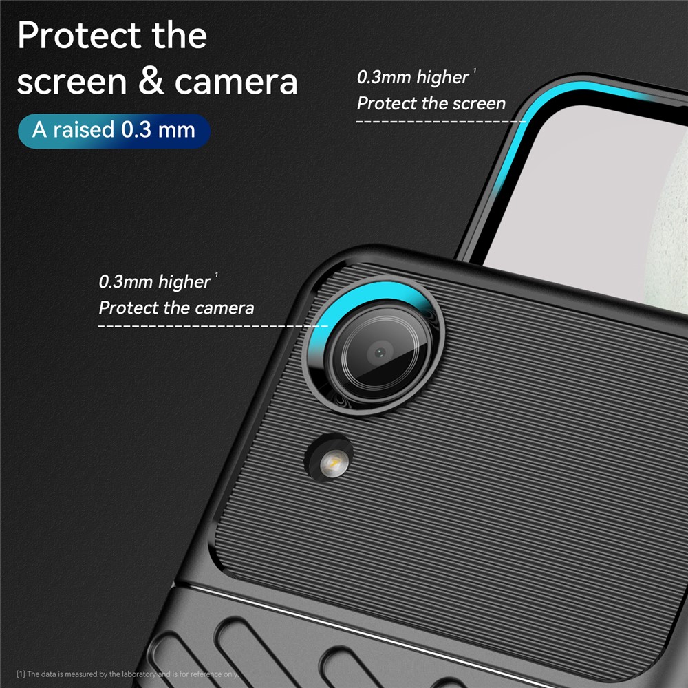 Thunder Series Twill Texture Thickened TPU Cover Shock Absorbing Protective Phone Case for Samsung Galaxy A03 Core - Black-7