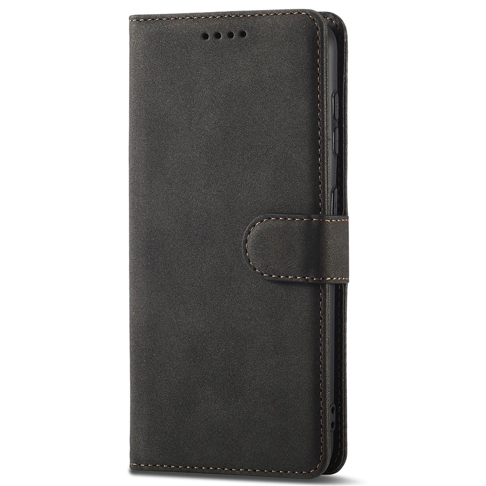 Matte Surface Anti-theft Swiping Design Magnetic Clasp PU Leather Wallet Stand Phone Cover Shell for Samsung Galaxy S21 5G - Black-2