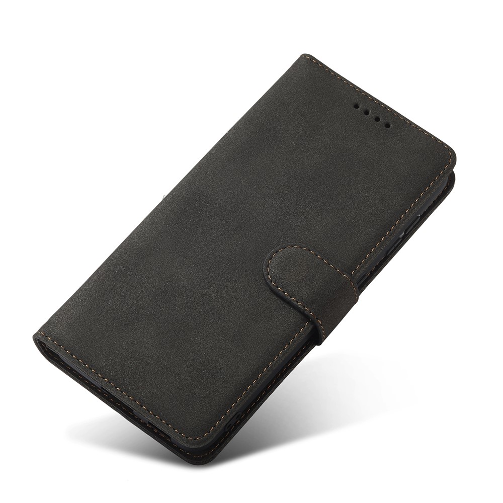 Matte Surface Anti-theft Swiping Design Magnetic Clasp PU Leather Wallet Stand Phone Cover Shell for Samsung Galaxy S21 5G - Black-7