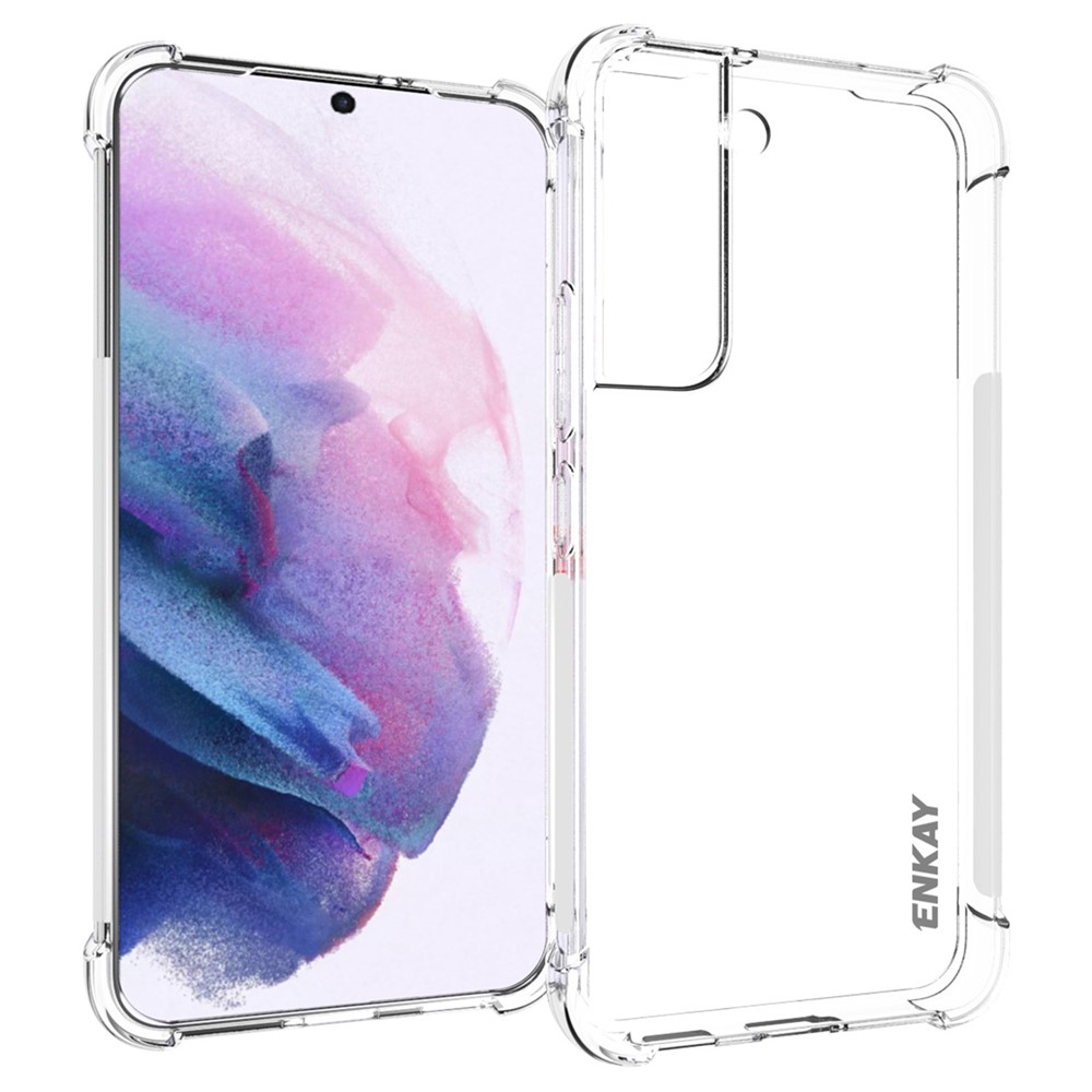 ENKAY Anti-slip Strip Crystal Clear Thickened Corners Mobile Phone TPU Case Shell for Samsung Galaxy S22 5G-1
