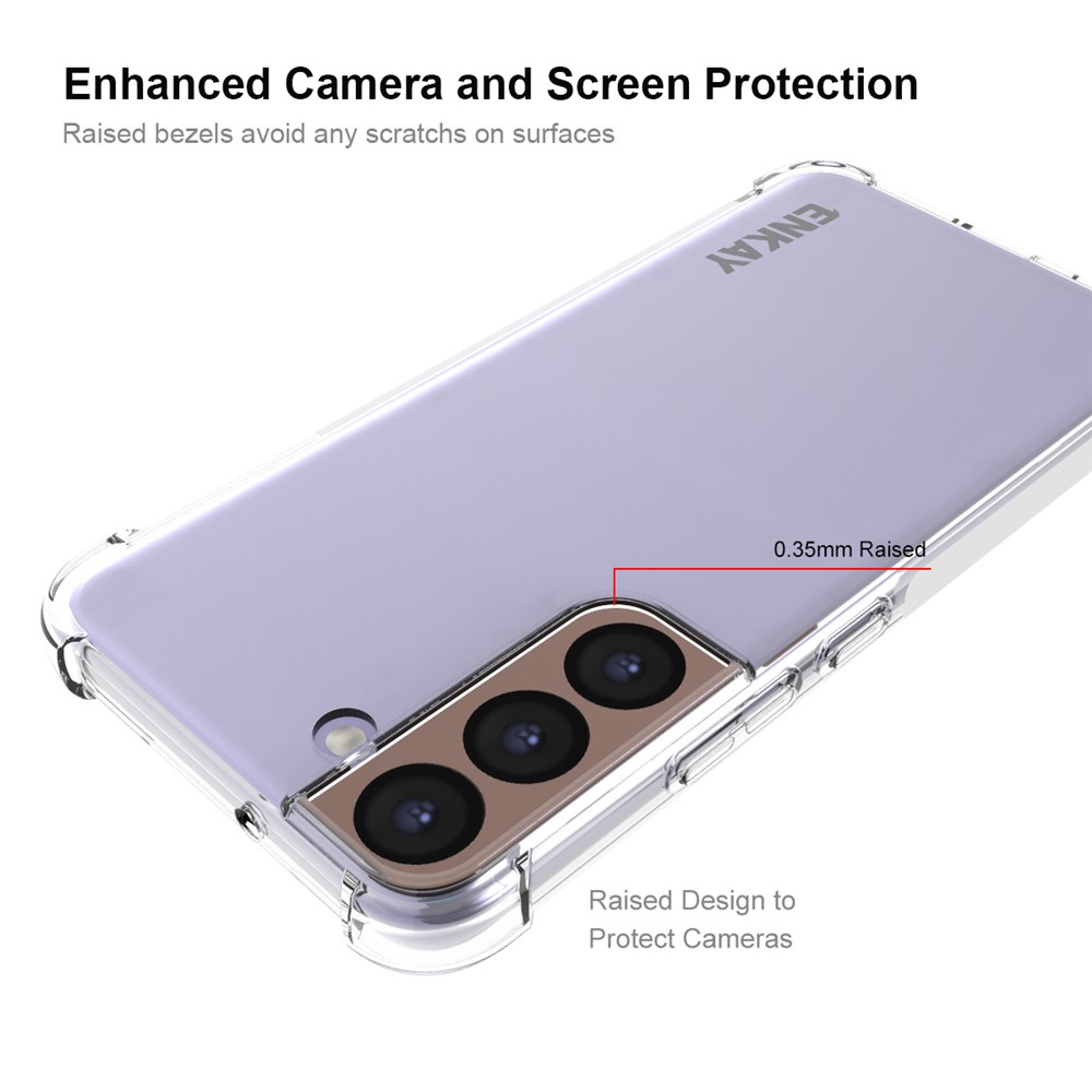 ENKAY Anti-slip Strip Crystal Clear Thickened Corners Mobile Phone TPU Case Shell for Samsung Galaxy S22 5G-3