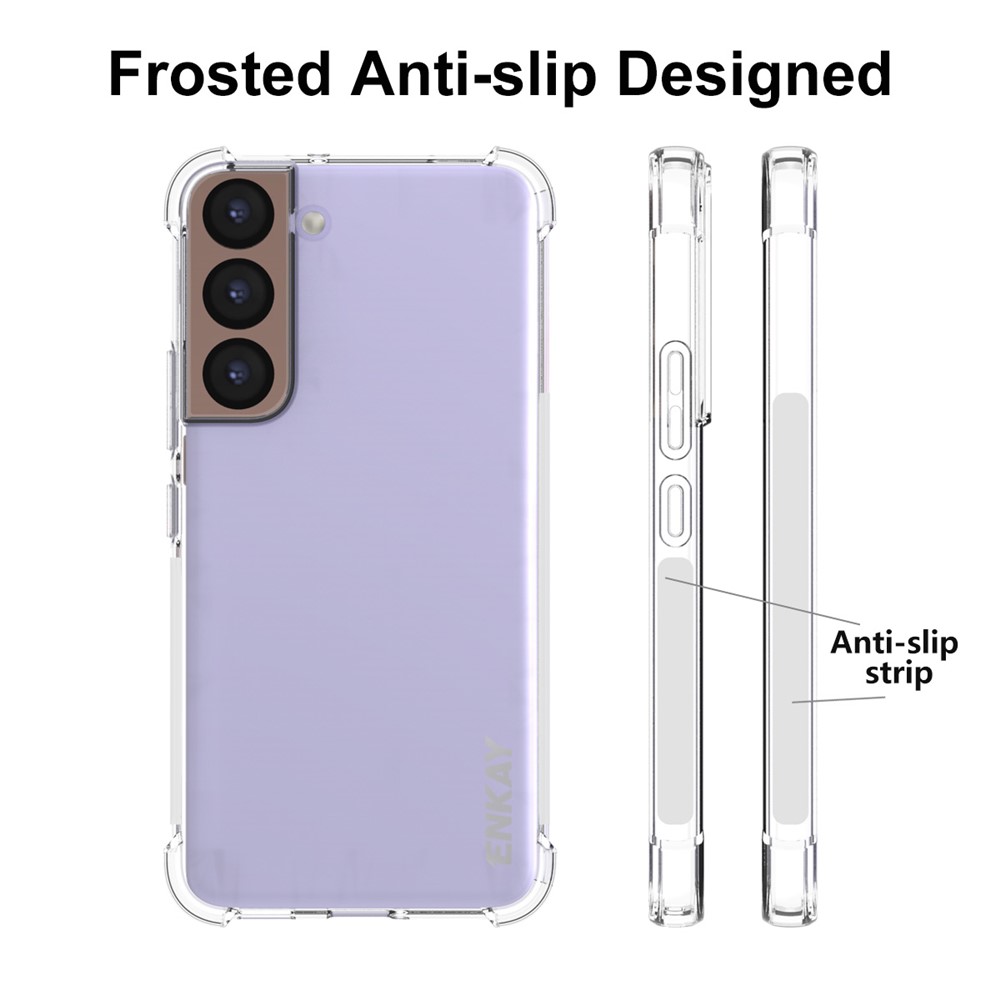 ENKAY Anti-slip Strip Crystal Clear Thickened Corners Mobile Phone TPU Case Shell for Samsung Galaxy S22 5G-4