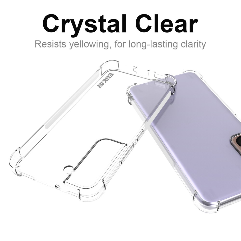 ENKAY Anti-slip Strip Crystal Clear Thickened Corners Mobile Phone TPU Case Shell for Samsung Galaxy S22 5G-5