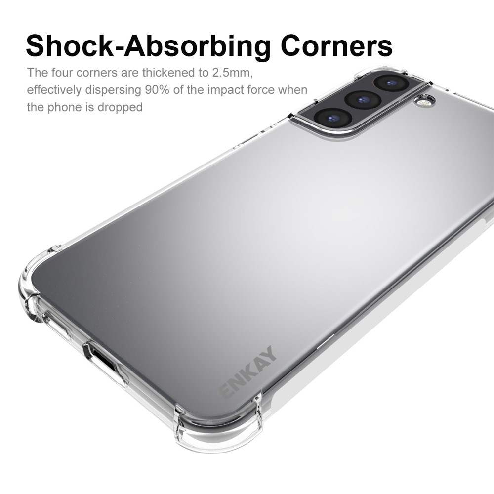 ENKAY Non-yellowing Crystal Clear TPU Cover Thickened Corners Phone Case with Anti-slip Strip for Samsung Galaxy S22+ 5G-2