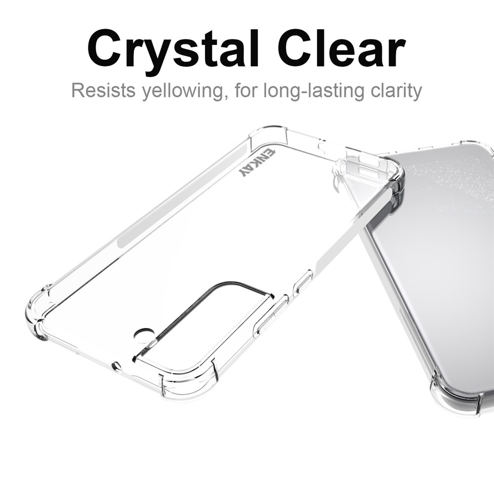 ENKAY Non-yellowing Crystal Clear TPU Cover Thickened Corners Phone Case with Anti-slip Strip for Samsung Galaxy S22+ 5G-5