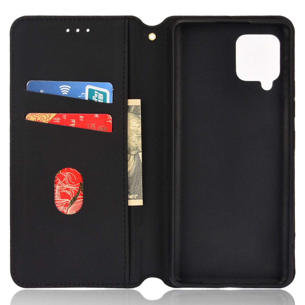3D Rhombus Pattern Imprinted Drop Protection Phone Case Magnetic Auto Closing PU Leather Protective Cover with Stand Wallet for Samsung Galaxy A42 5G/M42 5G - Black-6