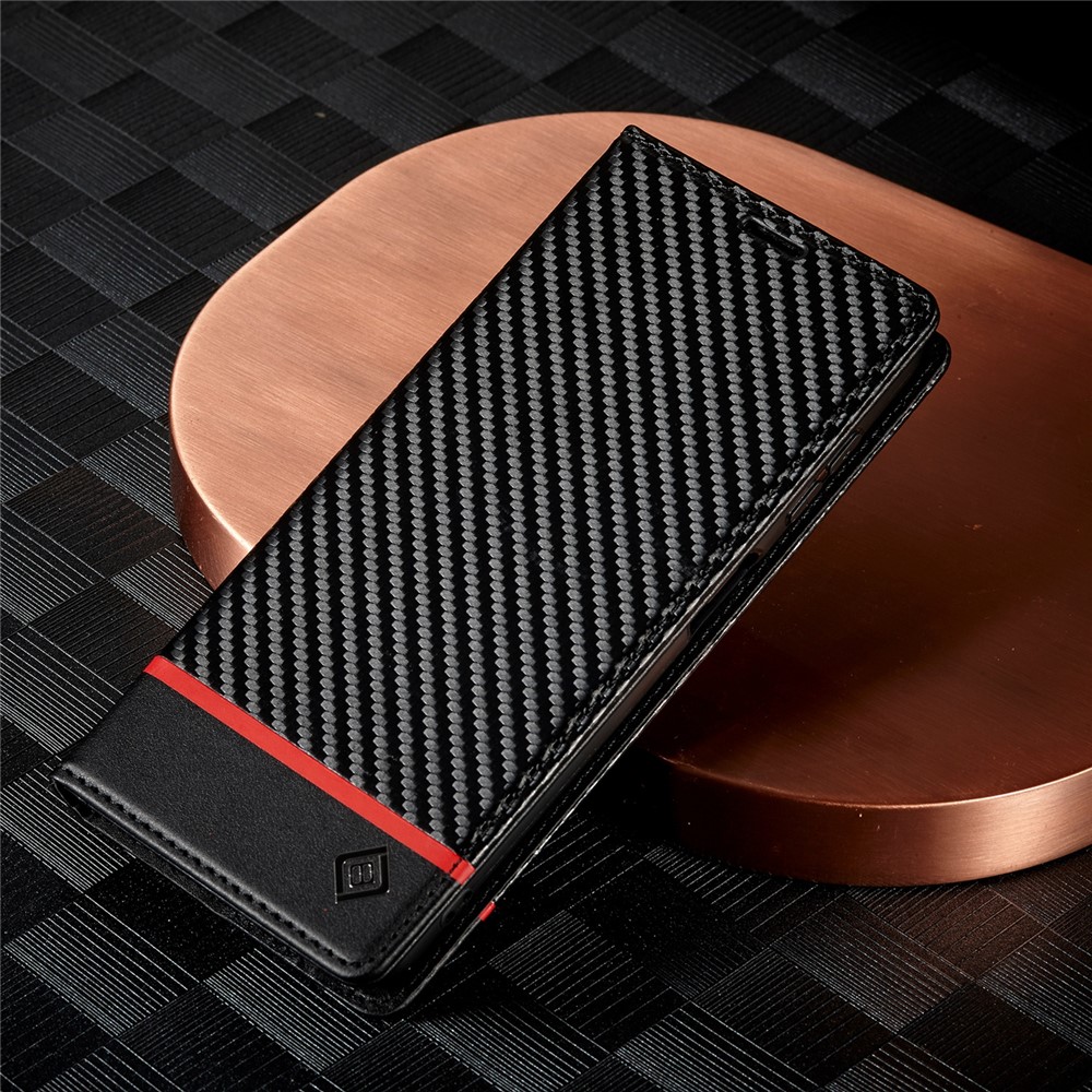 LC.IMEEKE Carbon Fiber Texture Wallet Stand Design PU Leather Magnetic Auto Closing Phone Case Cover for Samsung Galaxy A13 5G - Horizontal Stripe-11