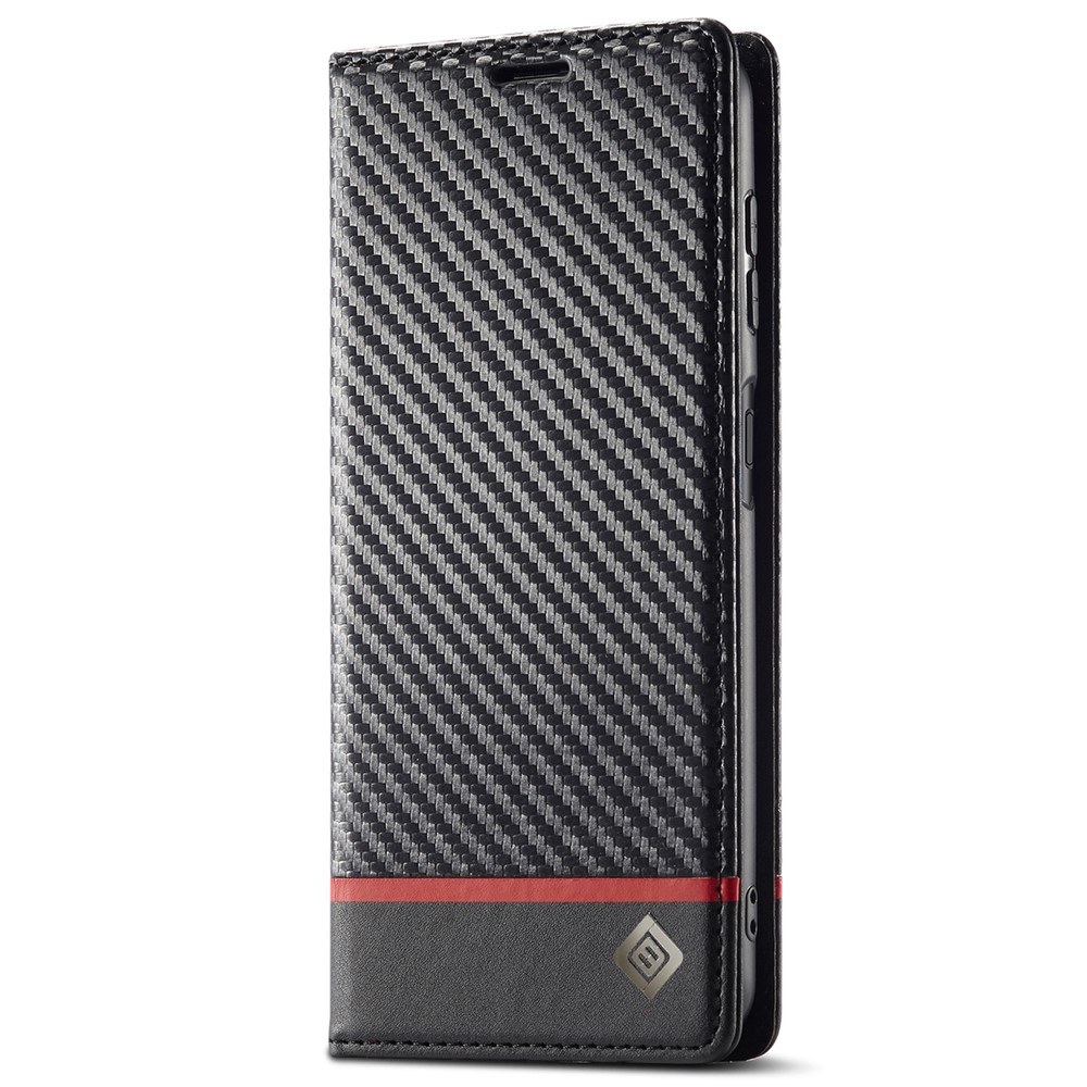 LC.IMEEKE Carbon Fiber Texture Wallet Stand Design PU Leather Magnetic Auto Closing Phone Case Cover for Samsung Galaxy A13 5G - Horizontal Stripe-2