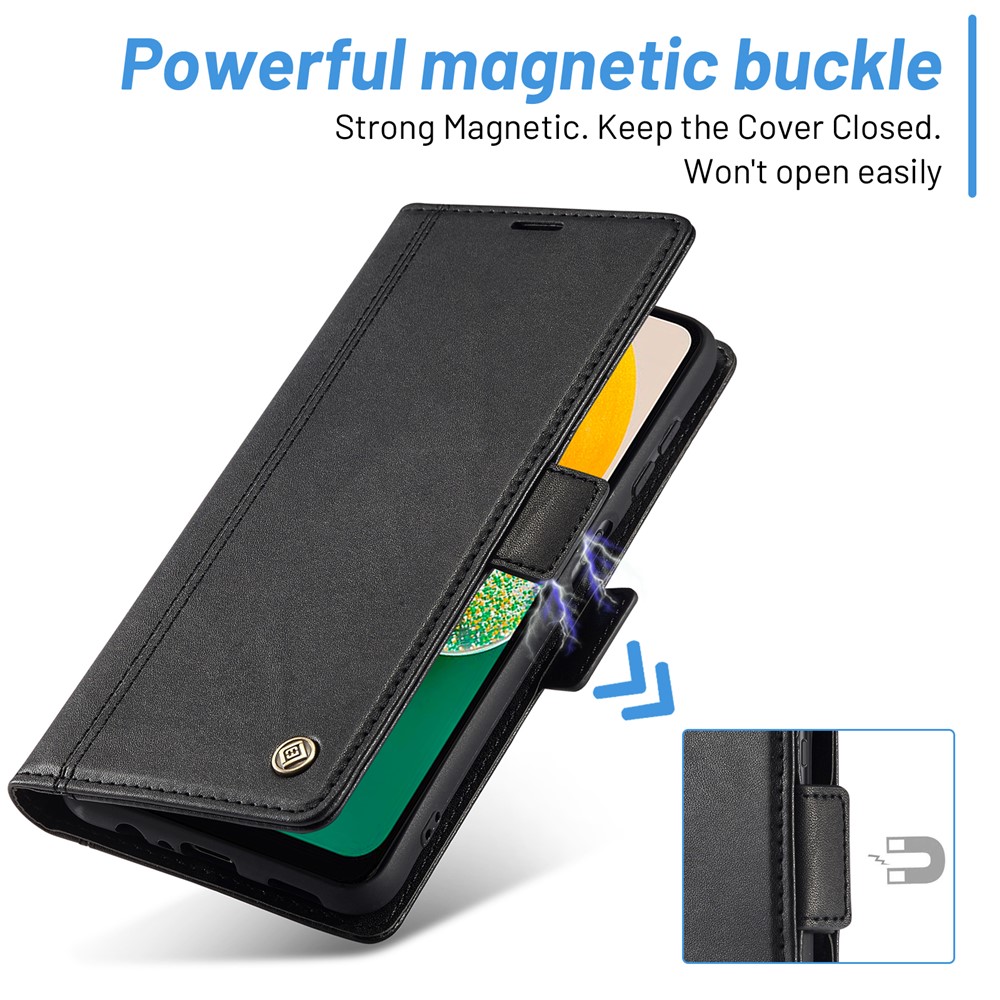 LC.IMEEKE PU Leather Cover Stand Wallet Double Magnetic Clasps Phone Case Shell for Samsung Galaxy A13 5G - Black-7