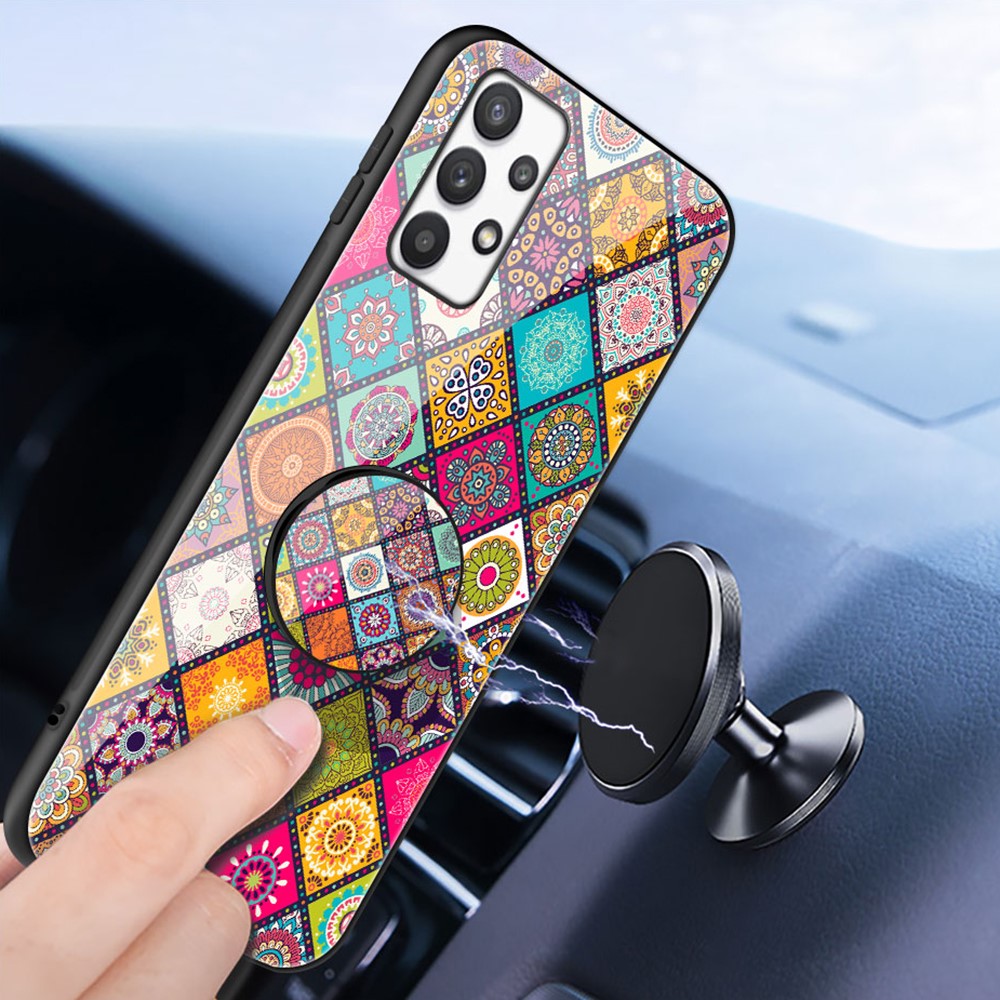For Samsung Galaxy A73 5G Anti-fall Anti-scratch Stylish Pattern Kickstand Tempered Glass + PC + TPU Phone Case with Lanyard - Color Pattern-3