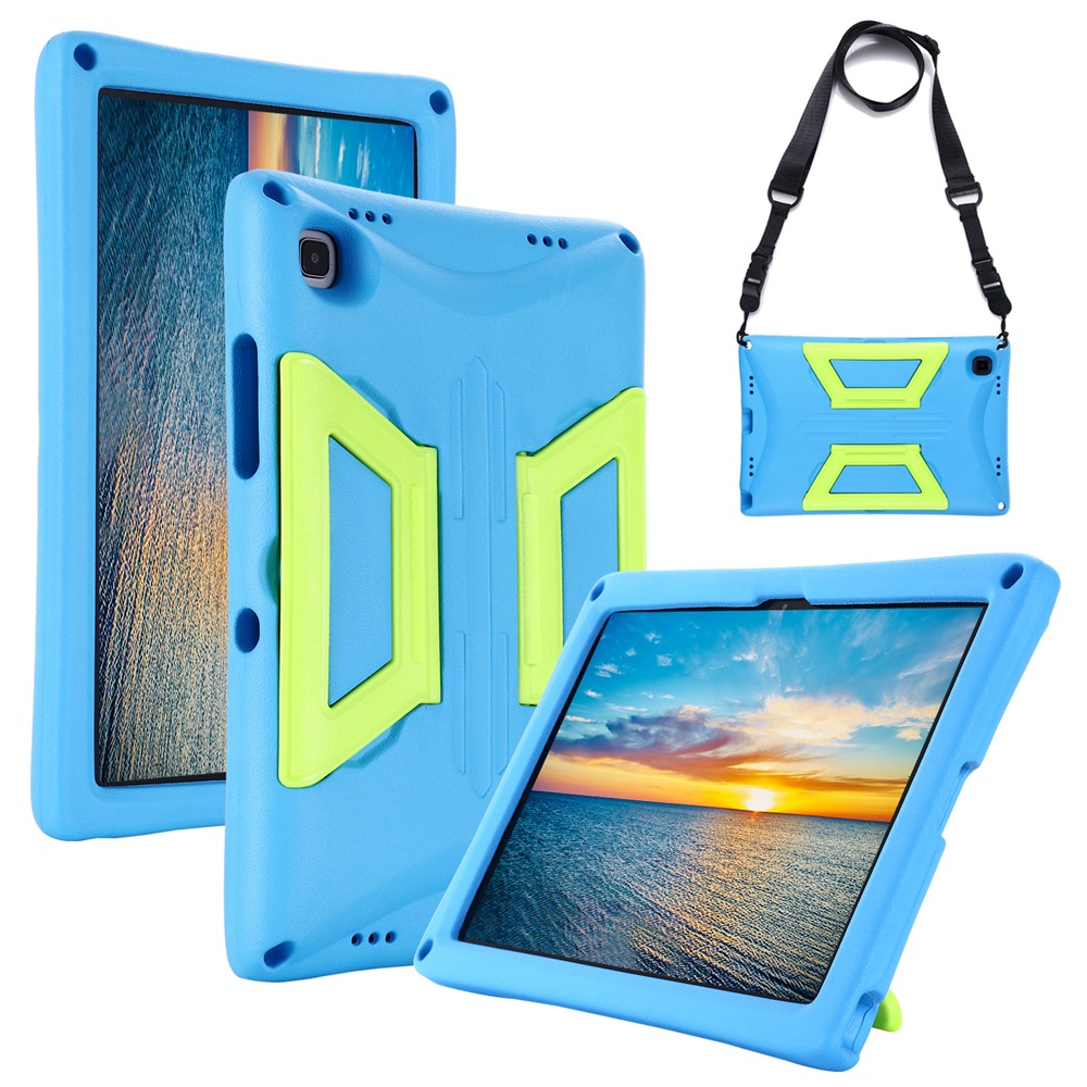 Lightweight Handle Hard EVA + PC Kickstand Protective Kid-Proof Cover with Shoulder Strap for Samsung Galaxy Tab A7 10.4 (2020) - Blue/Green-1