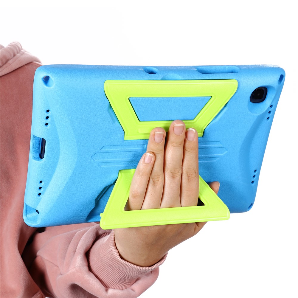 Poigure Légère Hard Eva + PC Kickstand Couvercle Protecteur À L'épreuve Des Enfants Avec Bandoulière Pour Samsung Galaxy Tab A7 10.4 (2020) - Bleu Vert-4