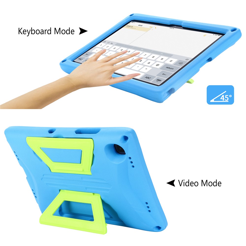 Poigure Légère Hard Eva + PC Kickstand Couvercle Protecteur À L'épreuve Des Enfants Avec Bandoulière Pour Samsung Galaxy Tab A7 10.4 (2020) - Bleu Vert-5