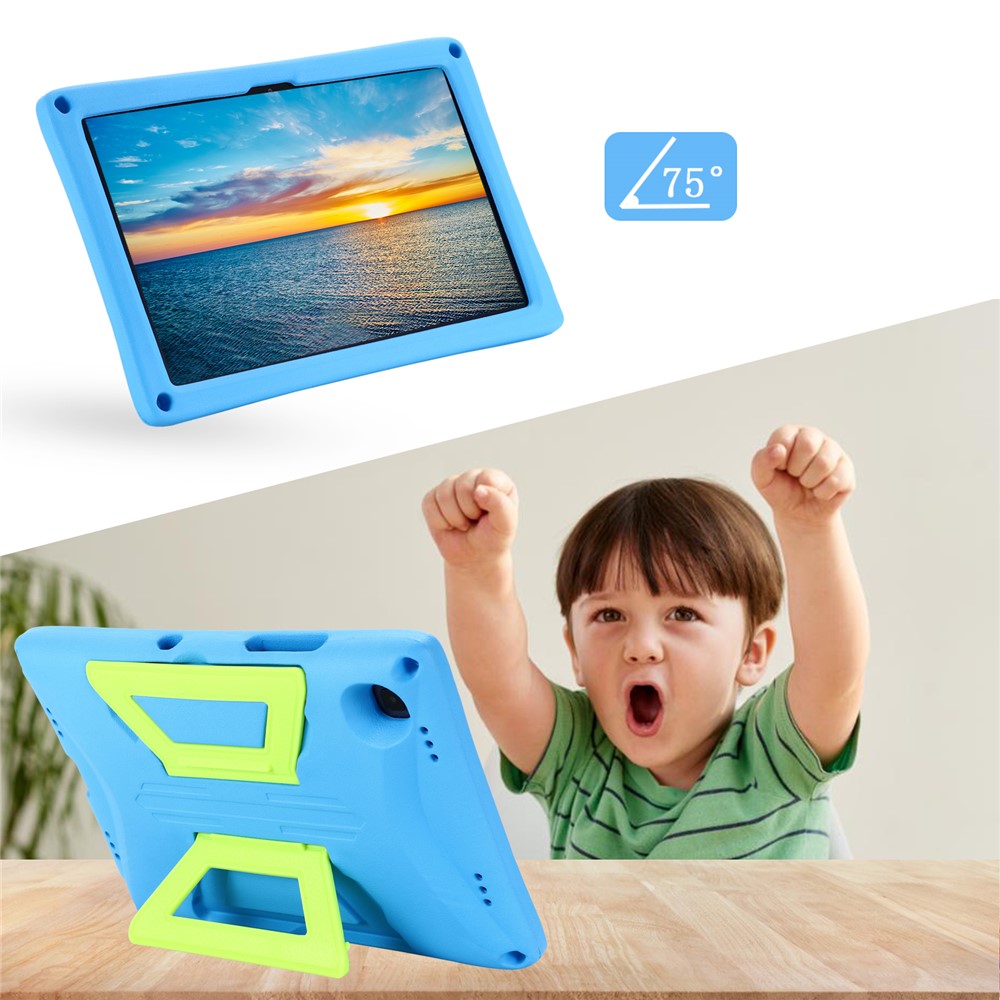 Poigure Légère Hard Eva + PC Kickstand Couvercle Protecteur À L'épreuve Des Enfants Avec Bandoulière Pour Samsung Galaxy Tab A7 10.4 (2020) - Bleu Vert-8