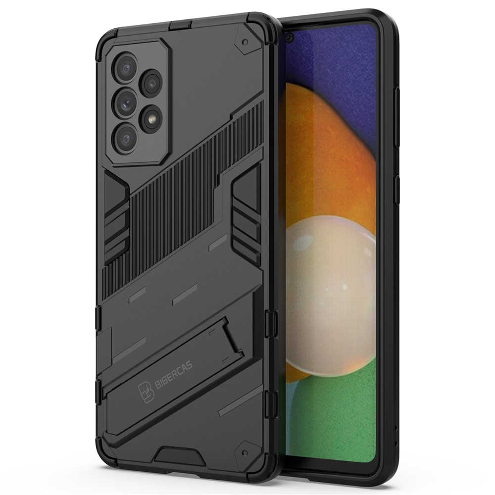 Hands-free Kickstand Design Anti-fall Protection TPU + PC Hybrid Phone Case Shell for Samsung Galaxy A73 5G - Black-2