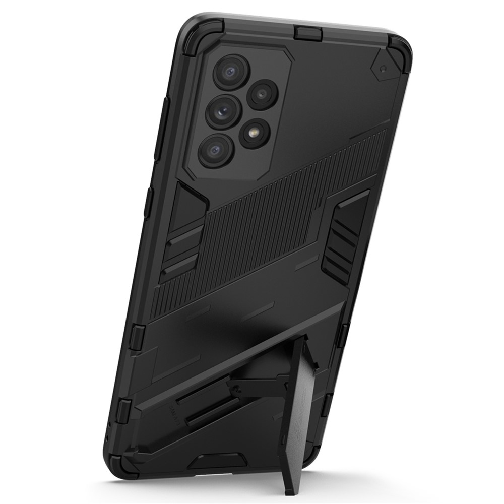 Hands-free Kickstand Design Anti-fall Protection TPU + PC Hybrid Phone Case Shell for Samsung Galaxy A73 5G - Black-4
