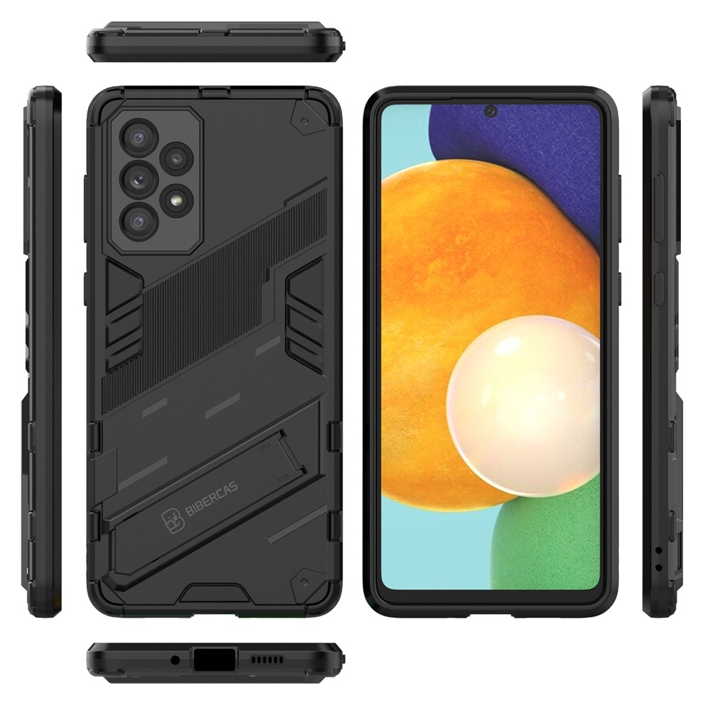 Freisprecheinrichtung Kickstand Design Anti-Fall Protection TPU + PC Hybrid Phone Case Shell Für Samsung Galaxy A73 5G - Schwarz-7