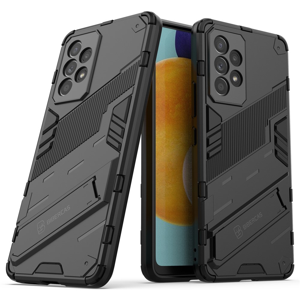 Gut Geschütztes Anti-drogen-freisprech-kickstand-design TPU + PC Hybrid Telefonhülle Für Samsung Galaxy A53 5G - Schwarz