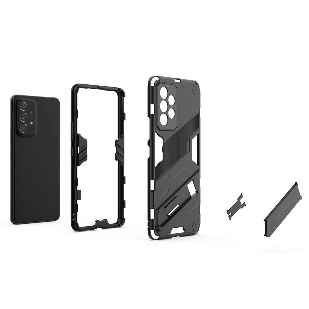 Gut Geschütztes Anti-drogen-freisprech-kickstand-design TPU + PC Hybrid Telefonhülle Für Samsung Galaxy A53 5G - Schwarz