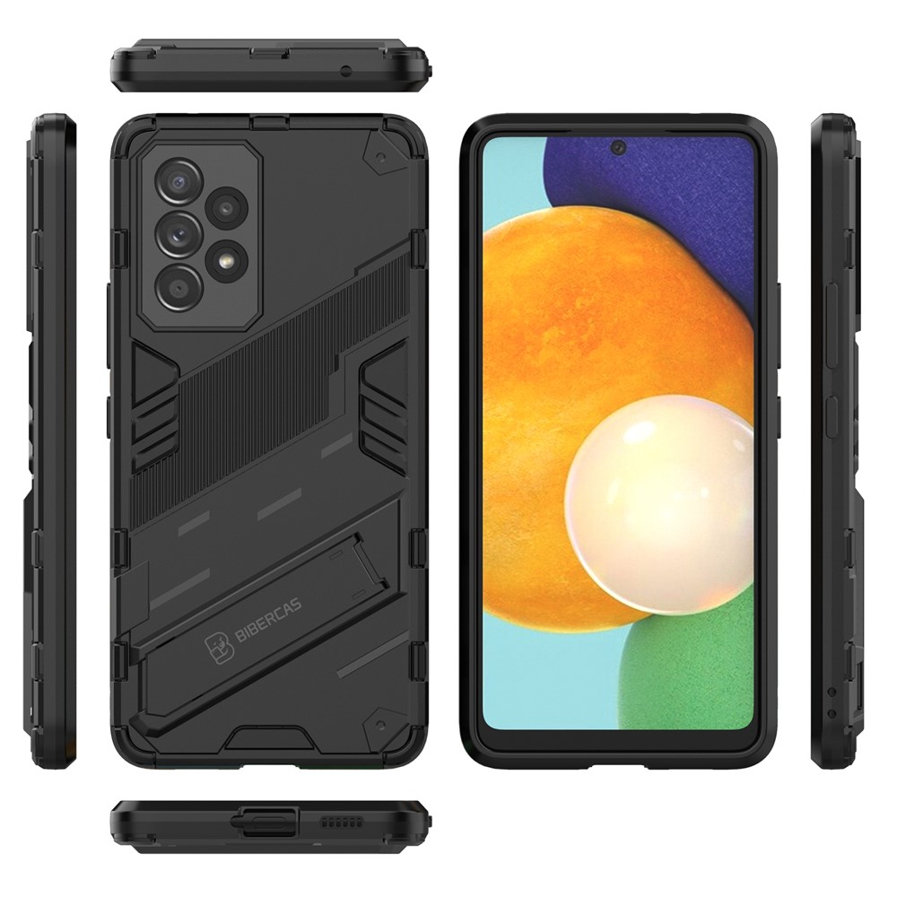 Gut Geschütztes Anti-drogen-freisprech-kickstand-design TPU + PC Hybrid Telefonhülle Für Samsung Galaxy A53 5G - Schwarz