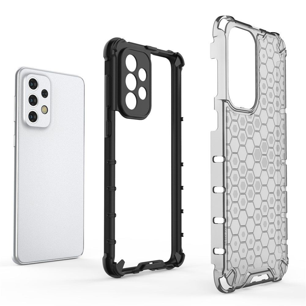 All-round Shockproof Protection Honeycomb Textured TPU + PC Phone Cover Back Case for Samsung Galaxy A33 5G - Grey-2