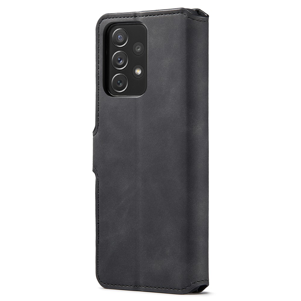 DG.MING Retro Style Shockproof Phone Case PU Leather Stand Wallet Magnetic Clasp Cover for Samsung Galaxy A73 5G - Black-3