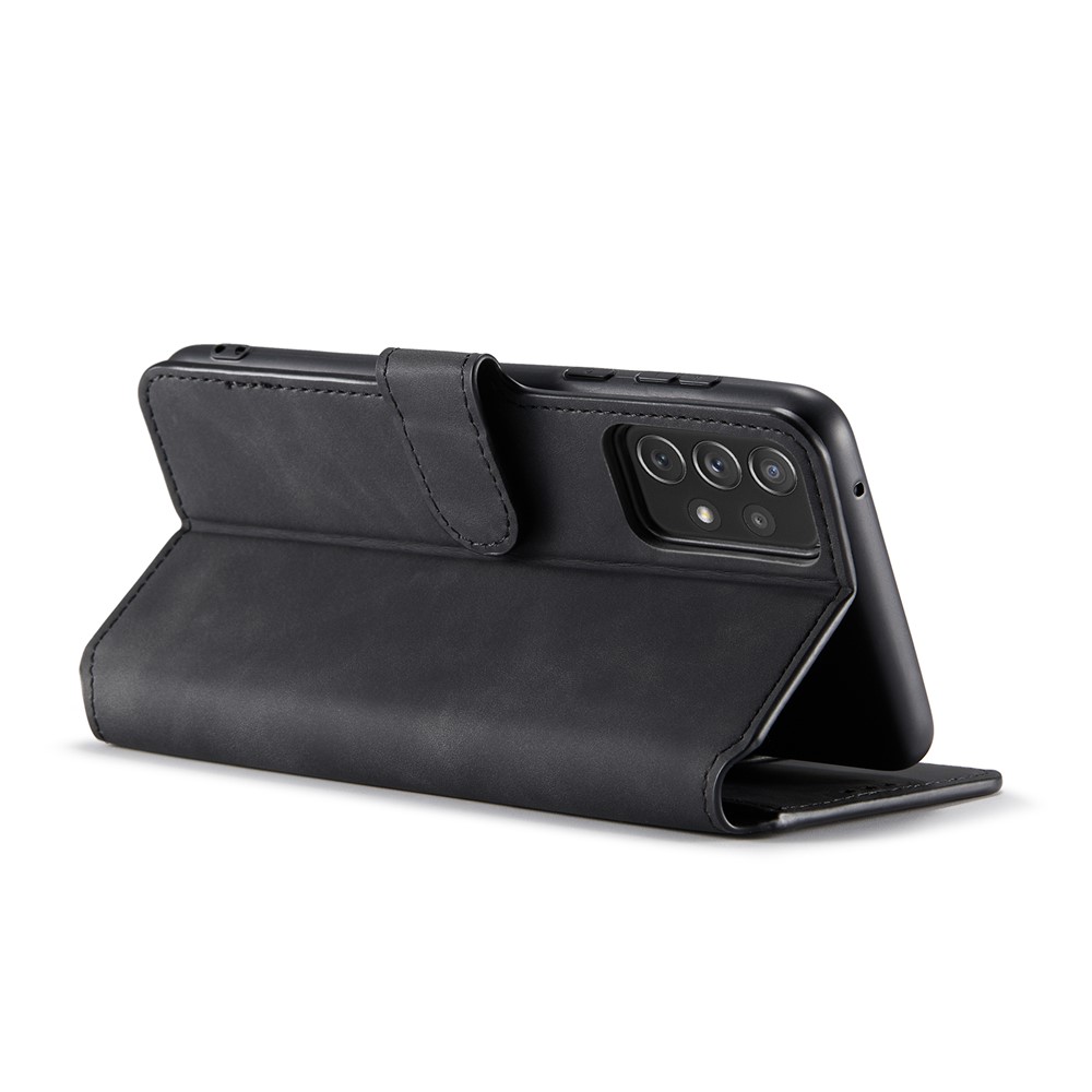 DG.MING Retro Style Shockproof Phone Case PU Leather Stand Wallet Magnetic Clasp Cover for Samsung Galaxy A73 5G - Black-5