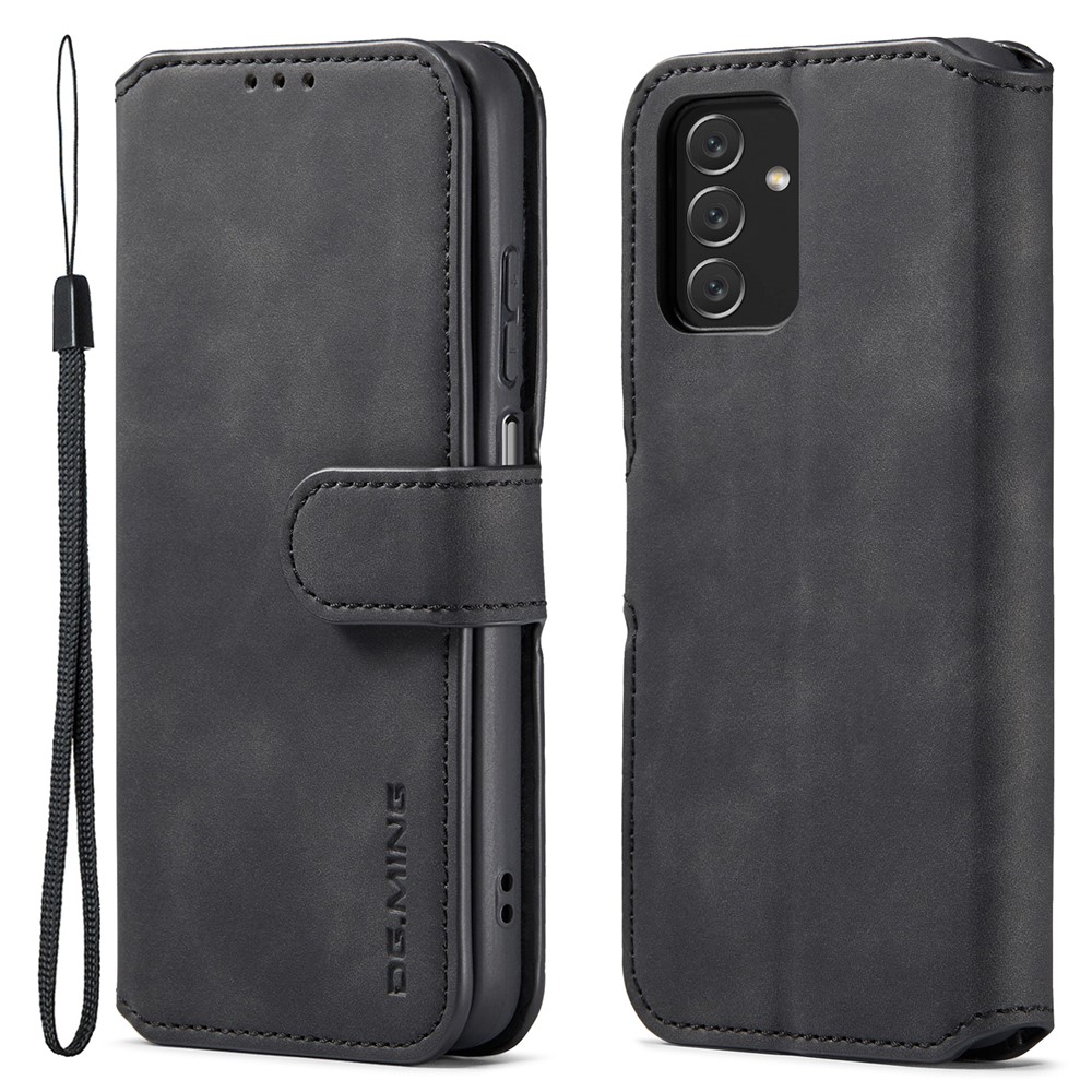 DG.MING Retro Leather Case Drop-resistant Stand Wallet Folio Flip Phone Cover for Samsung Galaxy A13 4G - Black-1