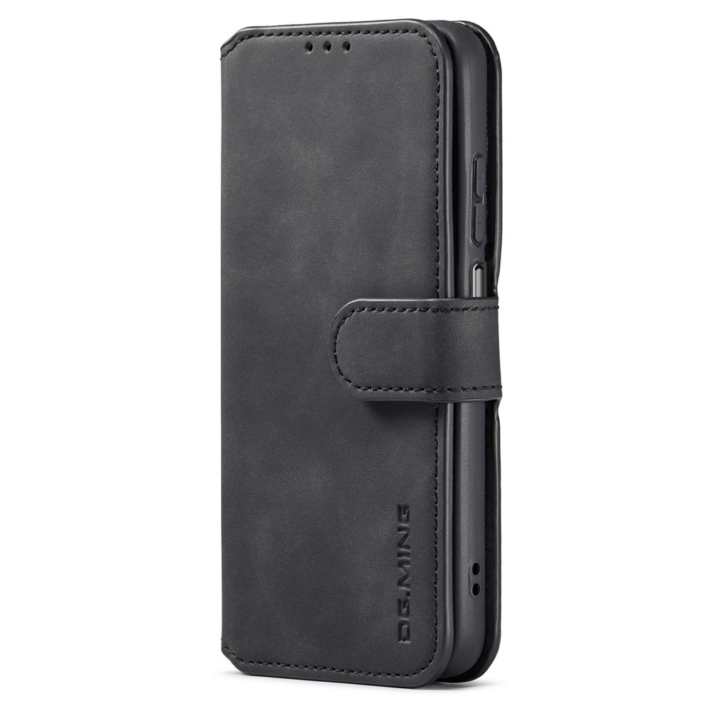 DG.MING Retro Leather Case Drop-resistant Stand Wallet Folio Flip Phone Cover for Samsung Galaxy A13 4G - Black-2