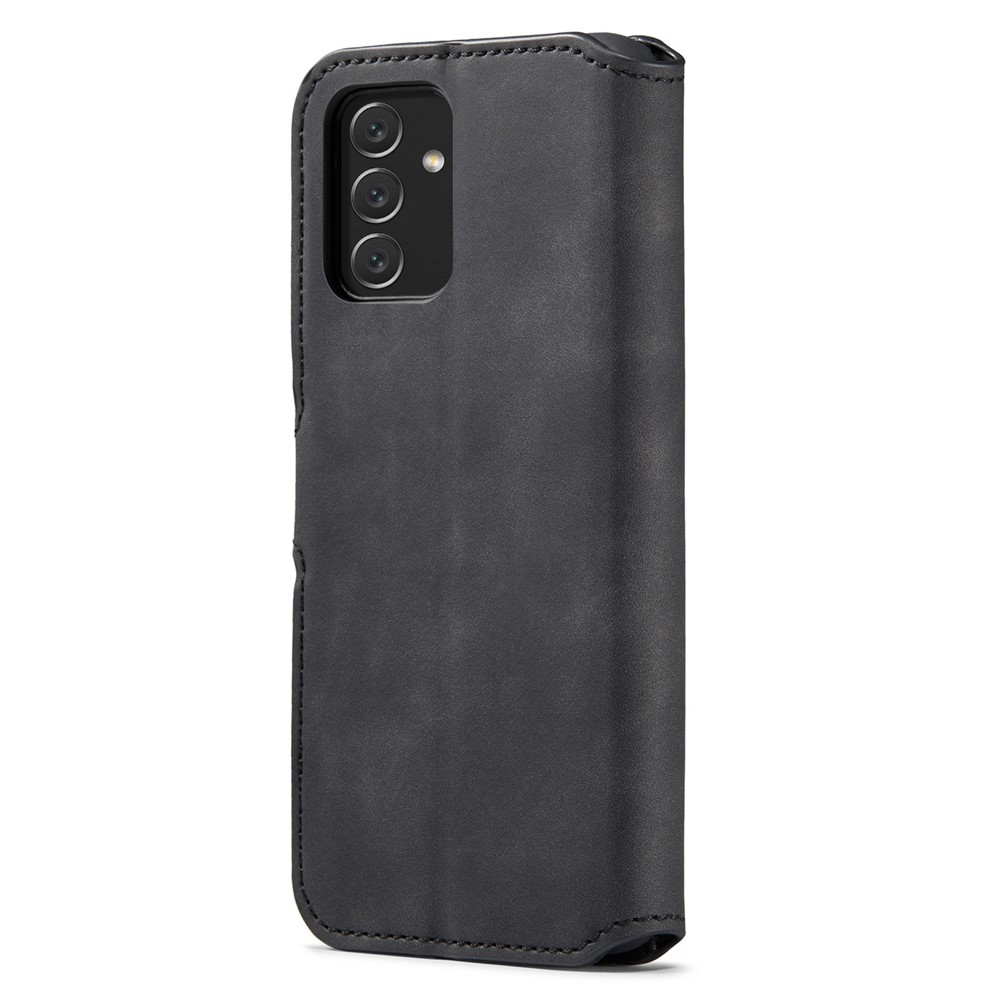 DG.MING Retro Leather Case Drop-resistant Stand Wallet Folio Flip Phone Cover for Samsung Galaxy A13 4G - Black-3