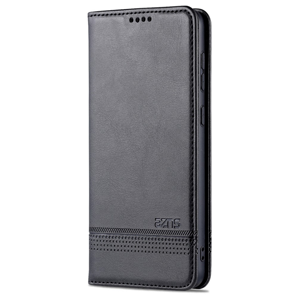 AZNS Phone Bag Case Strong Magnetic Auto-absorbed Cover PU Leather Stand Wallet Smartphone Case for Samsung Galaxy A33 5G - Black-2