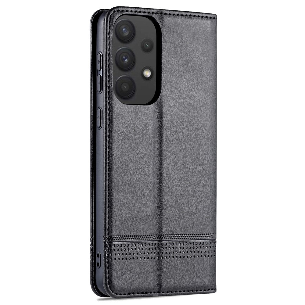 AZNS Phone Bag Case Strong Magnetic Auto-absorbed Cover PU Leather Stand Wallet Smartphone Case for Samsung Galaxy A33 5G - Black-3