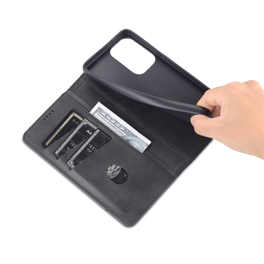 AZNS Phone Bag Case Strong Magnetic Auto-absorbed Cover PU Leather Stand Wallet Smartphone Case for Samsung Galaxy A33 5G - Black-9