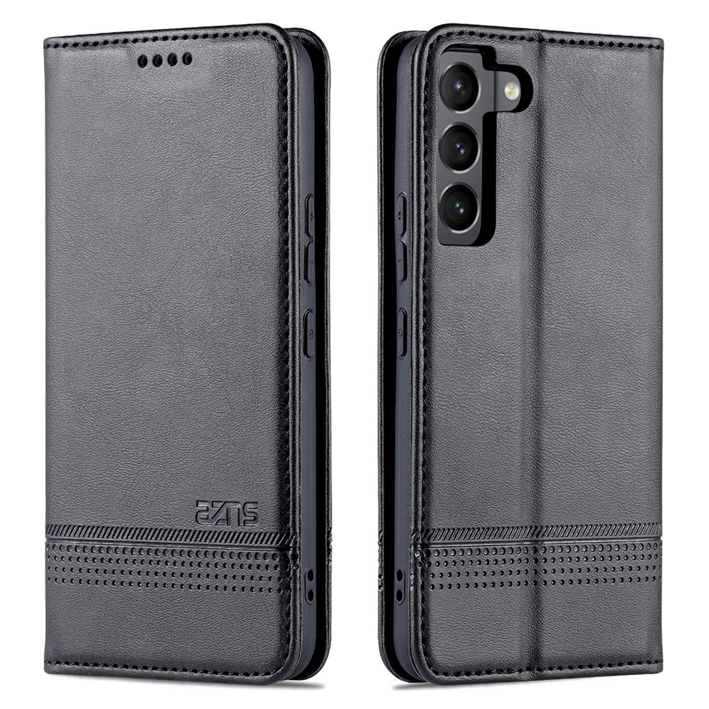 AZNS Magnetic Auto-absorbed Full Protection Phone Cover PU Leather Stand Wallet Phone Case for Samsung Galaxy S22+ 5G - Black-1