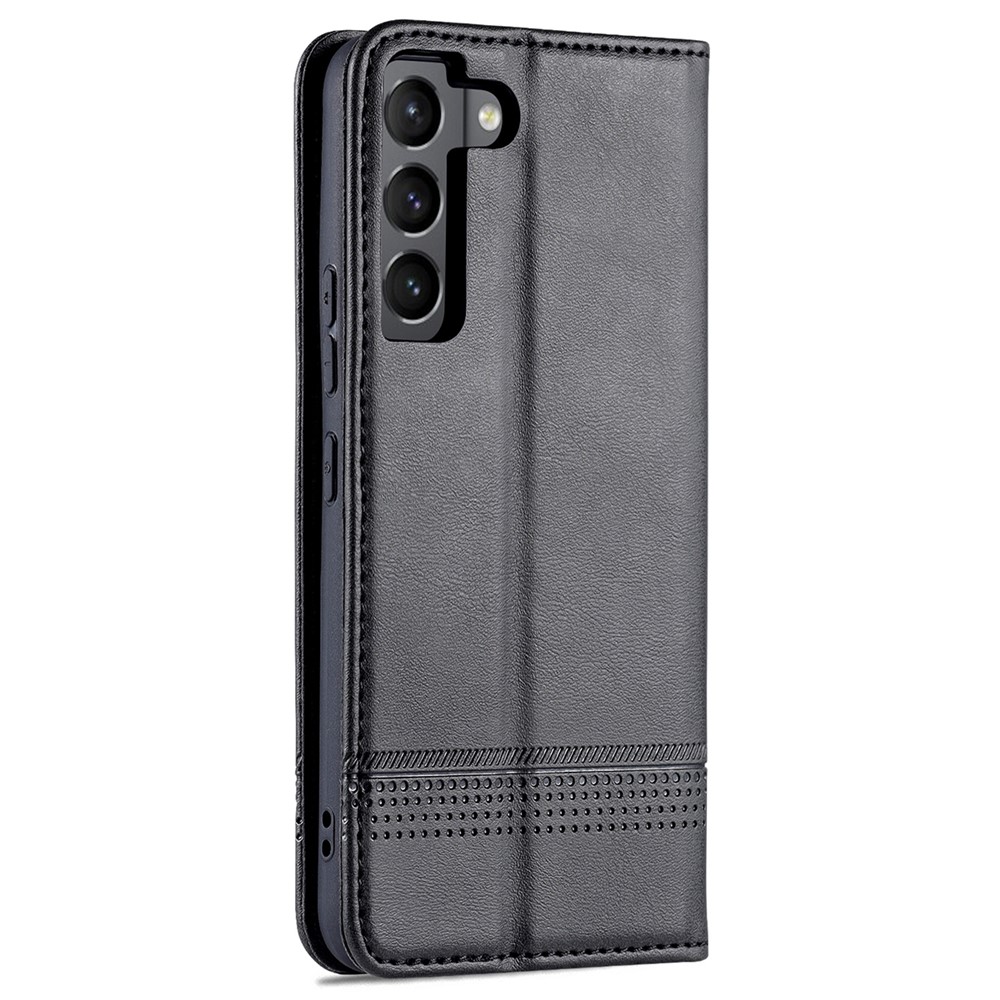 AZNS Magnetic Auto-absorbed Full Protection Phone Cover PU Leather Stand Wallet Phone Case for Samsung Galaxy S22+ 5G - Black-3
