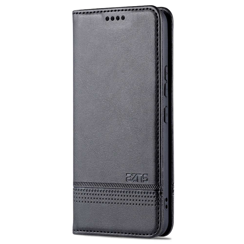 AZNS PU Leather + TPU Magnetic Auto-absorbed Full Protection Cover Stand Wallet Phone Case for Samsung Galaxy S22 5G - Black-2