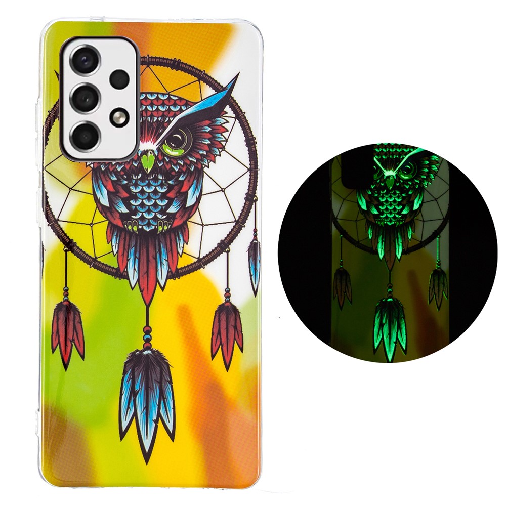 Luminous Noctilucent Pattern IMD Flexible TPU Case Anti-scratch Phone Cover for Samsung Galaxy A33 5G - Owl/Dreamcatcher-1