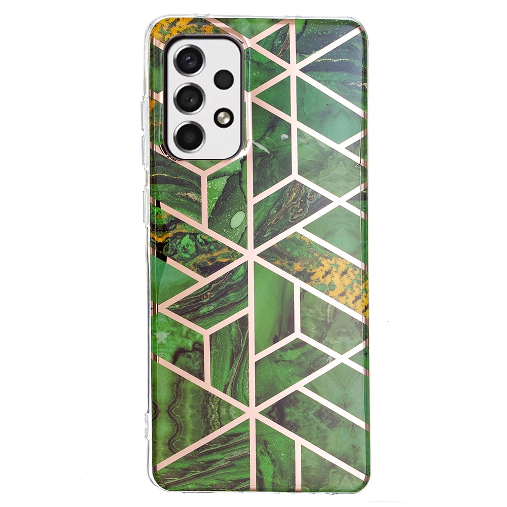 Marble Pattern IMD Soft TPU Electroplating Slim Protective Mobile Phone Case for Samsung Galaxy A33 5G - Rhombus/Green-1