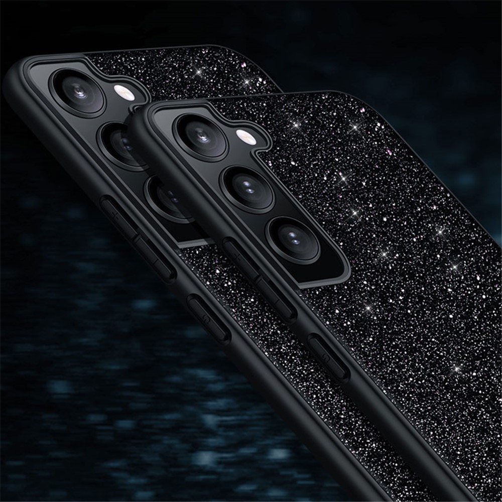 SULADA Glitter Sequins Anti-drop PU Leather Coated PC + TPU Phone Cover Case for Samsung Galaxy S22 5G - Purple-3